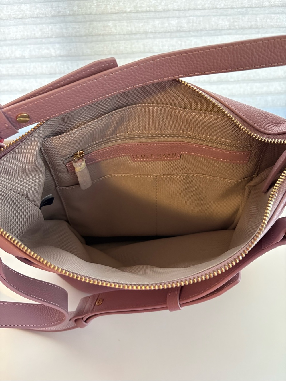 Cole Hann Blush Pink Pebbled Leather Shoulder Bag NWOT - Picture 8 of 9